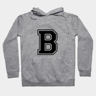 Initial Letter B - Varsity Style Design - Black text Hoodie